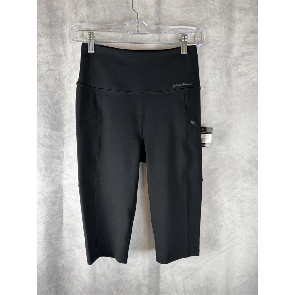 Eddie Bauer Traverse Trail Knee Shorts Black XS High Rise Compression Hiking NWT - Picture 2 of 9